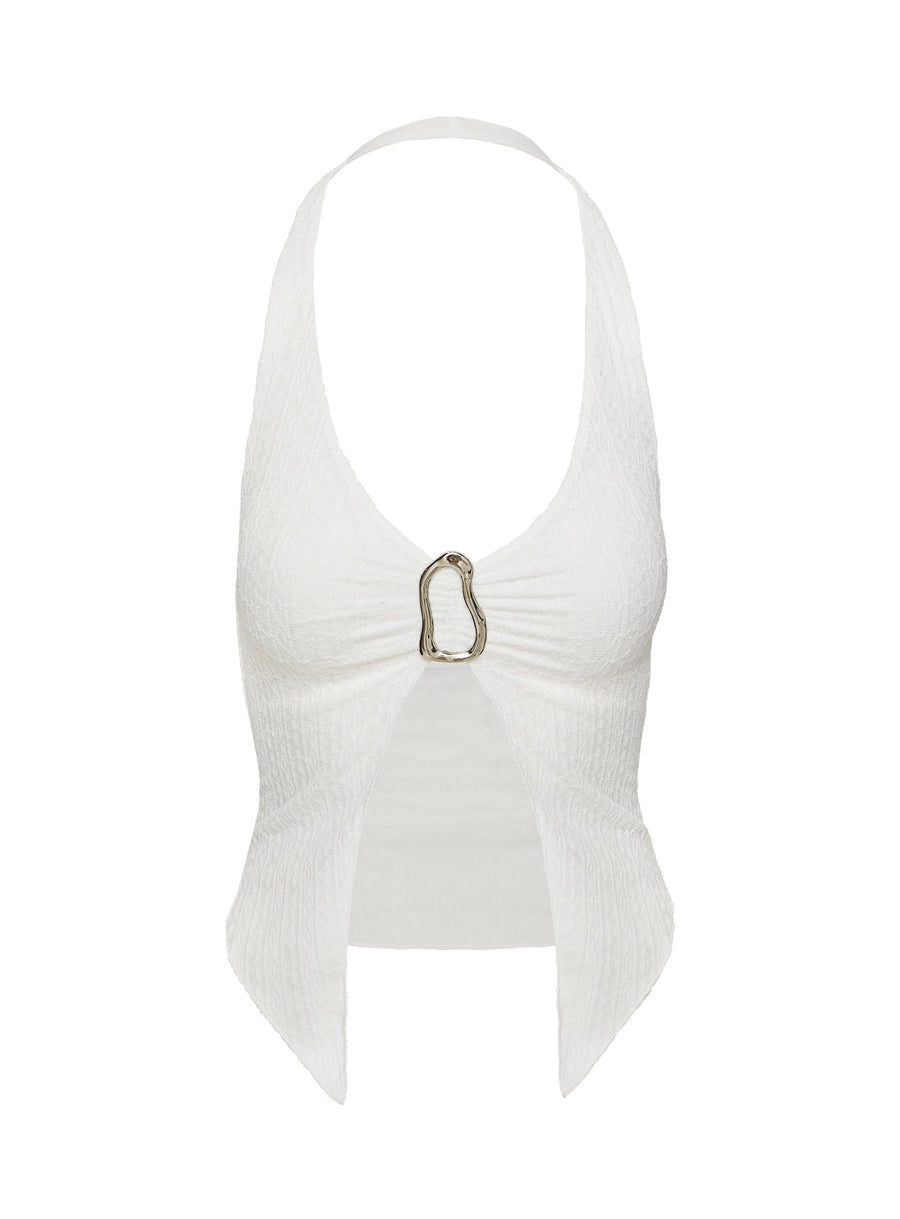 Moderna Halter Lace Top White