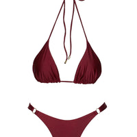 Nevaeh Shine Triangle Bikini Top Burgundy