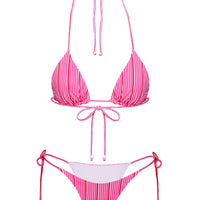 Glora Tie Side Bikini Bottom Pink Stripe