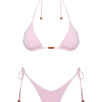 Glora Tie Side Beaded Bikini Bottom Pink