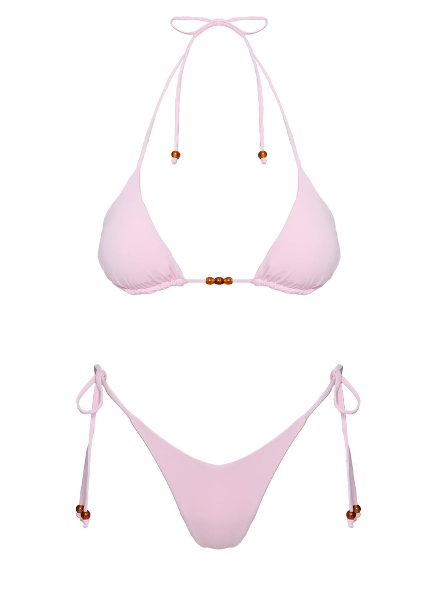 Glora Tie Side Beaded Bikini Bottom Pink