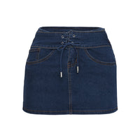 Popular Low Rise Mini Skirt Mid Blue Wash