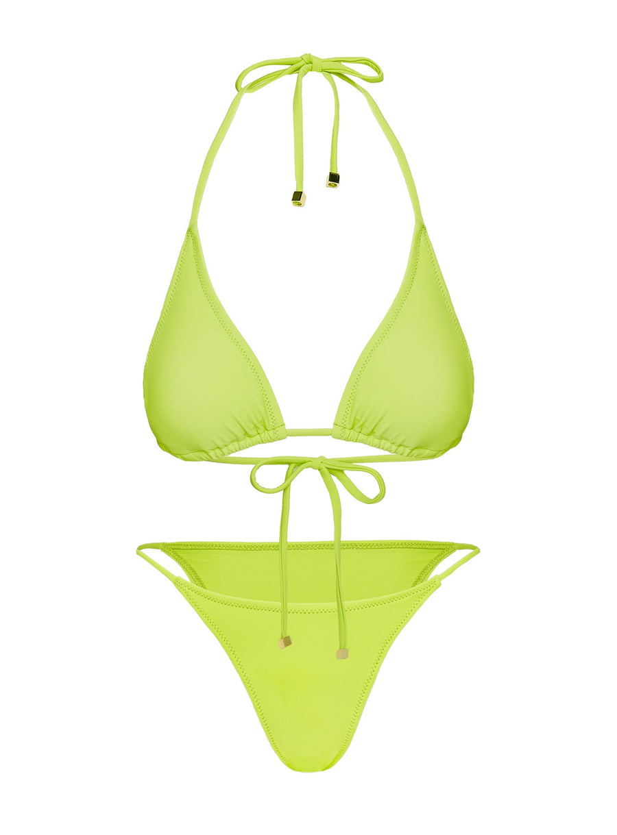 Palm Trees Triangle Bikini Top Green