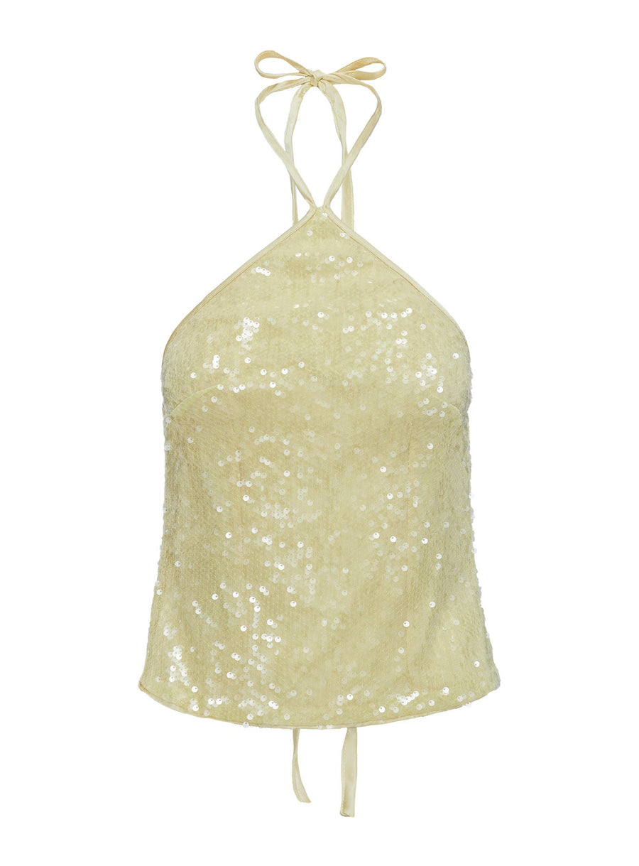 Sun Salutations Halter Top Yellow