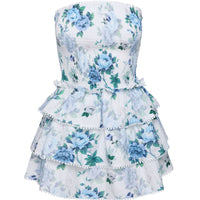 Sunkiss Frill Mini Dress White / Blue