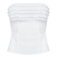 Swingset Love Strapless Top White / Pink Dot