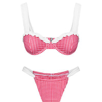 This Summer Underwire Bikini Top Red Gingham