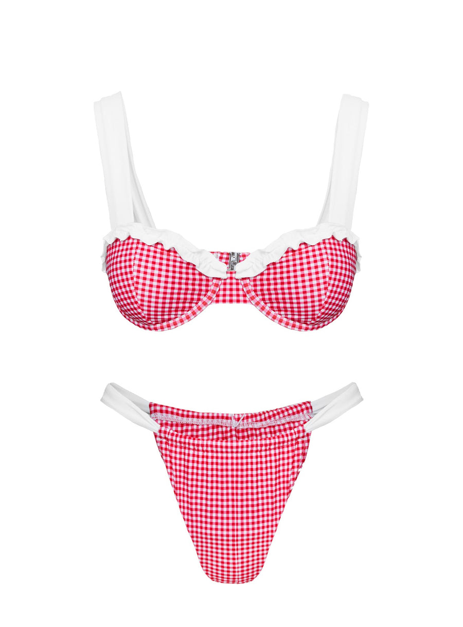 This Summer Underwire Bikini Top Red Gingham