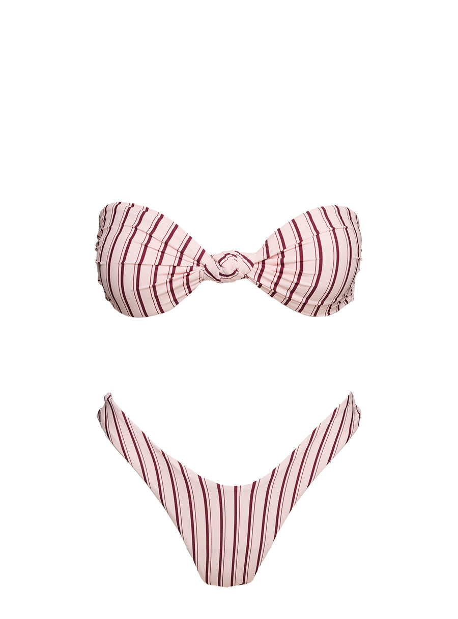 Nevaeh High Cut Bikini Bottoms Pale Pink Stripe