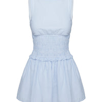 Yennifer Shirred Mini Dress Blue / White