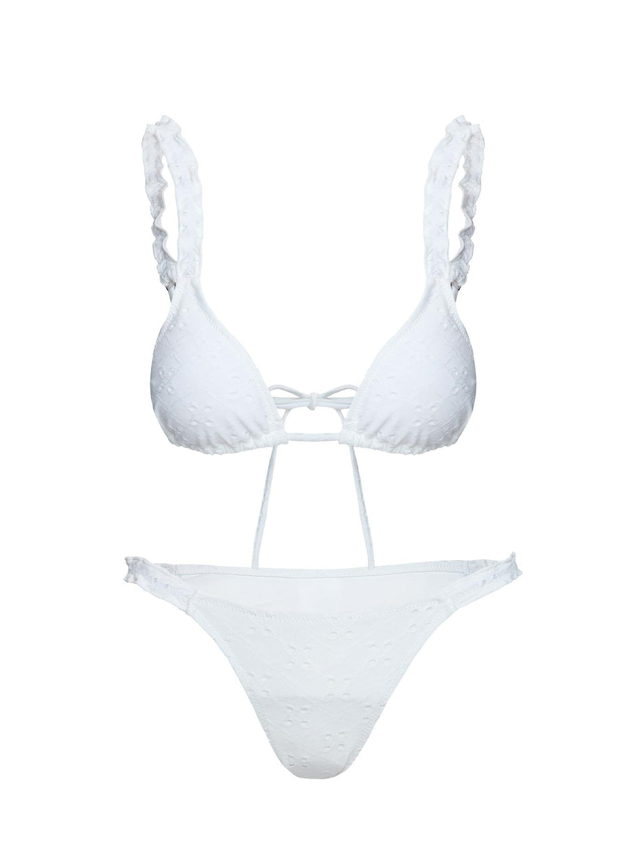 Dazzler Triangle Bikini Top White